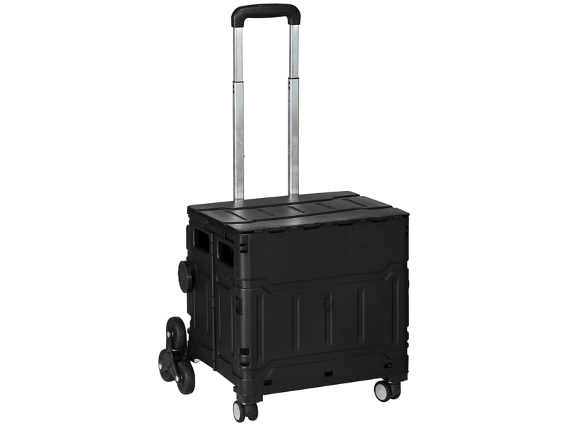  Chariot de courses - réglable en hauteur - pivotant à 360° - pliable - plastique - noir - pour cuisine 52x48x100cm - Conforama A