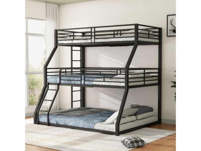  Lit superposé 3 etage 3 places en métal | dimensions 90×200 120×200 140×200 cm | pour enfants et adolescents  - Conforama B