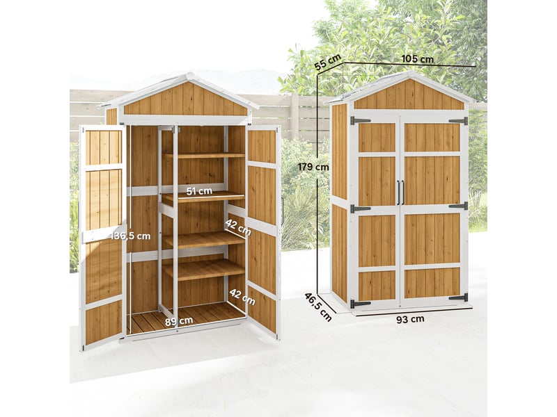  Armoire de jardin 2 portes en bois de sapin et métal 105 x 55 x 179 cm  - Conforama C