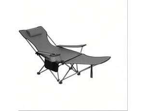 Chaise pliante de camping 160x84x44 cm avec repose-pieds extensible métal gris