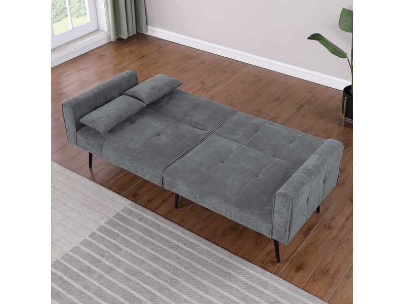  Canapé-lit convertible modenvie 3 places pliant en velours côtelé gris 175 x 71 x 71 cm  - Conforama E