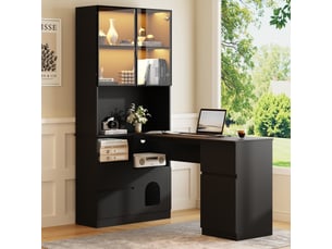 Vitrine coloris noir 2 étagère(s) OKMYHOME - 120 cmx180 cm