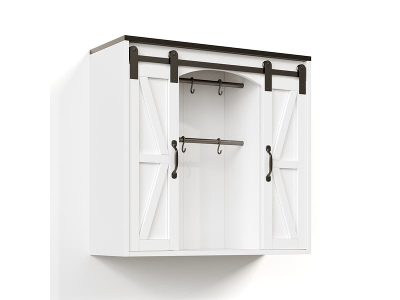  Armoire murale 2 portes coulissantes étagères réglables mdf blanc 80 x 31 x 76 cm  - Conforama B