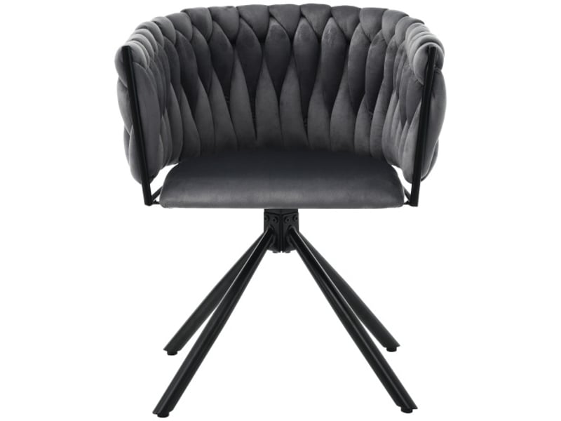  Lot de 4 chaises de salle à manger, chaises grises avec pieds de support en métal, style moderne et épuré, en velours  - Conforama E