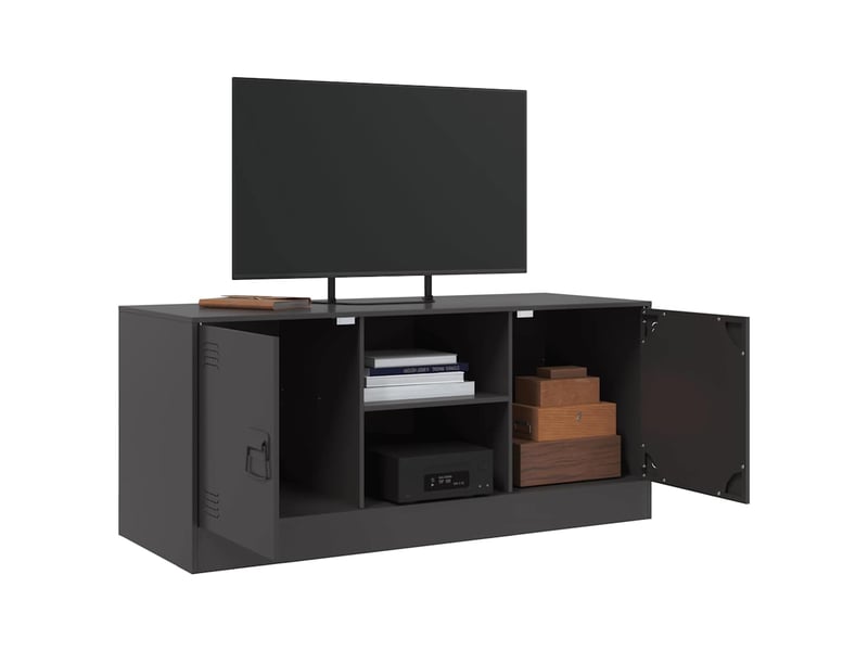  Meuble tv - banc tv - meuble de rangement noir 99x39x44 cm acier  - Conforama E