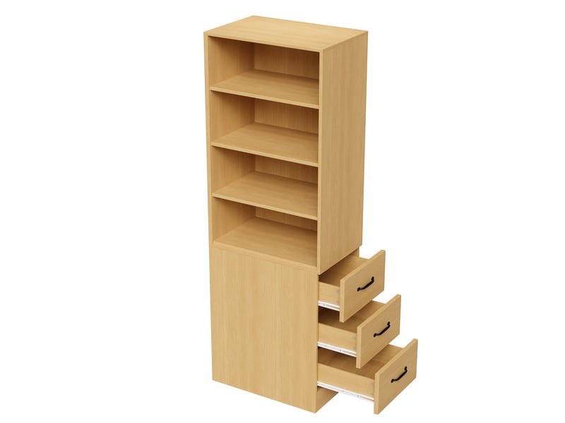Bibliothèque haute 180 cm tiroirs latéraux étagères réglables réversible petit espace buffet armoire salon - Conforama D