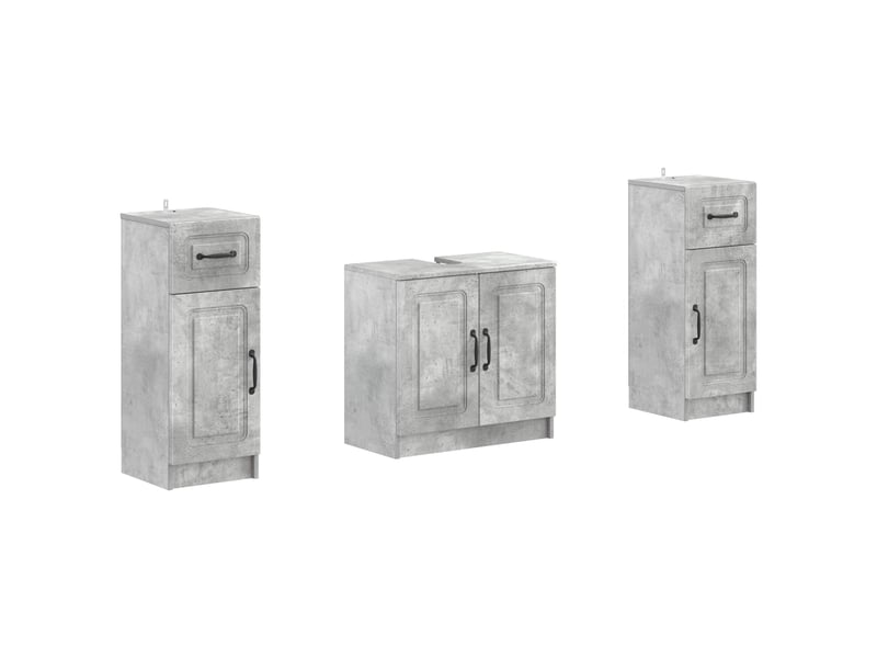  Ensemble de meuble de salle de bain 3 pièces utrecht gris béton cf63519  - Conforama A