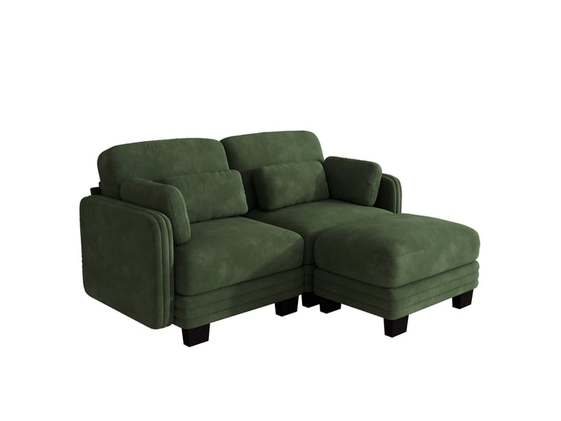  Canapé d'angle modulable 2 places 176x143x88 cm en chenille verte  - Conforama D