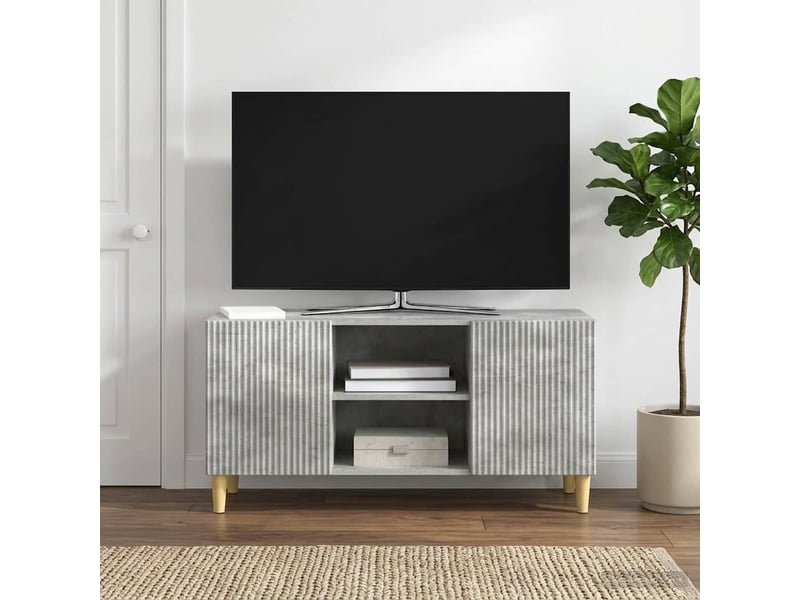  Meuble tv - banc tv - meuble de rangement 102 x 34,5 x 50 cm gris béton bois d'ingénierie  - Conforama B