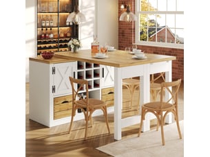 Buffet de cuisine modenvie extensible 120-197 cm pivotant mdf blanc