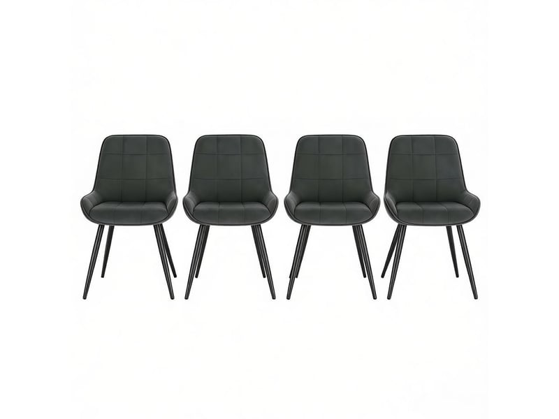  Chaises de salle à manger lot de 4 à dossier incurvé  - pieds croisés en métal, velours - gris foncé  - Conforama A