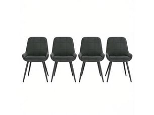Chaises de salle à manger lot de 4 à dossier incurvé  - pieds croisés en métal, velours - gris foncé