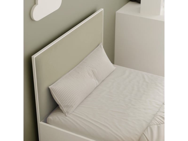  Lit coffre sashi - 90x200 cm - avec matelas - tissu velours - blanc gris-vert SASHI - Conforama D
