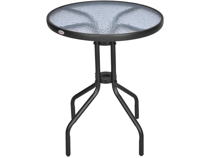 Table de jardin ronde 60x60x70 cm avec verre de sécurité métal noir - Conforama A