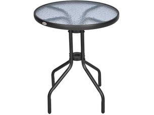 Table de jardin ronde 60x60x70 cm avec verre de sécurité métal noir
