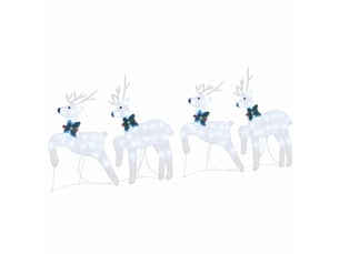 Lot de 4 rennes led, éclairage de noël, décoration de noël argenté 45 x 19 x 65 cm tissu cf62085