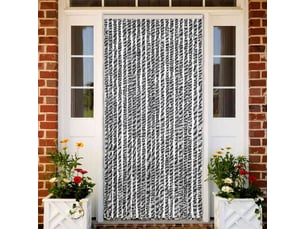 Rideau anti-mouches, moustiquaire gris et noir et blanc 90x200 cm chenille cf43557