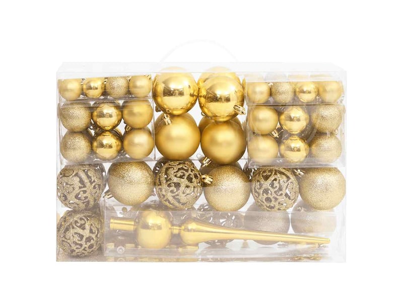  Ensemble de boules de noël 111 pièces doré polystyrène  - Conforama A