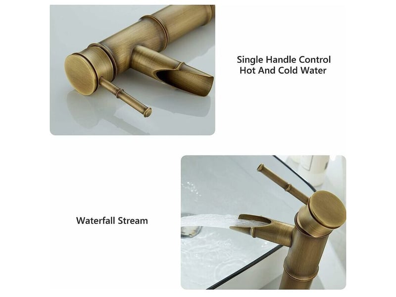  Grand robinet en bambou, robinet monotrou pour eau chaude et froide dans le bassin d'eau courante, robinet de salle de bain en bronze  - Conforama D