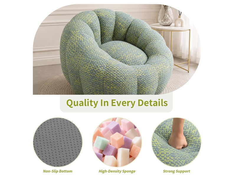  Fauteuil pouf modenvie forme fleur en mousse à mémoire de forme jaune et gris 112 x 105 x 74 cm  - Conforama D