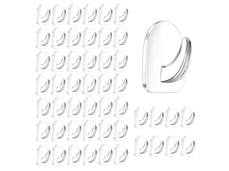  50 crochets muraux autocollants transparents, adhésifs transparents réutilisables, crochet transparent sans couture pour salle de bain  - Conforama A