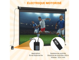 Écran vidéoprojecteur motorisé et électrique 84 pouces, panneau de commande et télécommande, 4:3 4k hd