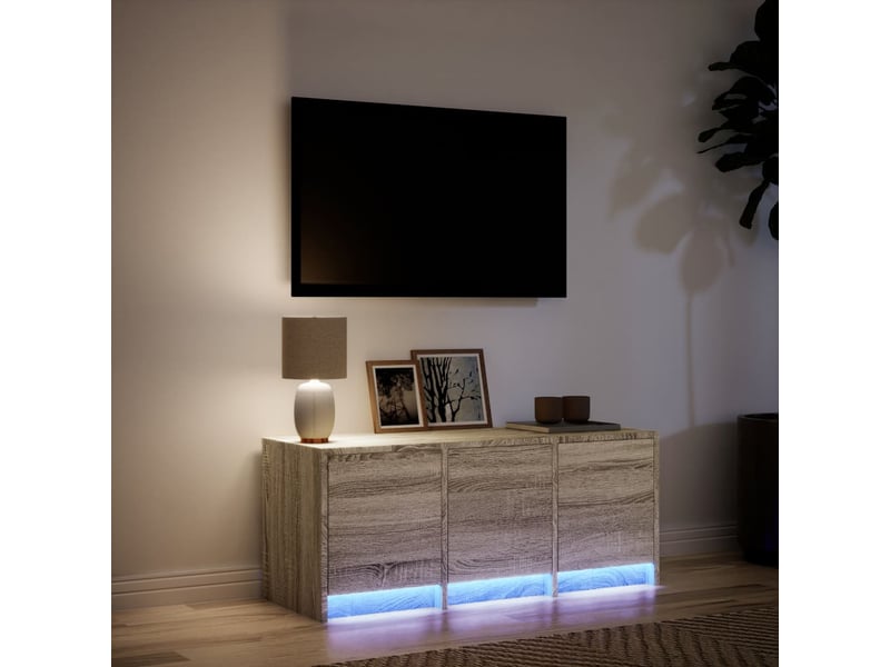  Meuble tv - banc tv - meuble de rangement avec led chêne sonoma 97x34x40 cm bois d'ingénierie  - Conforama D