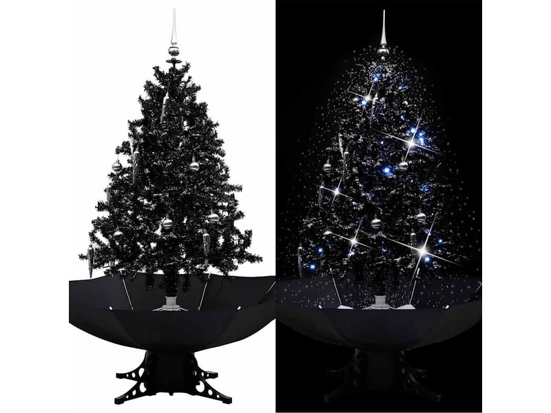  Sapin de noël - arbre de noël neigeux avec base de parapluie noir 140 cm pvc  - Conforama B