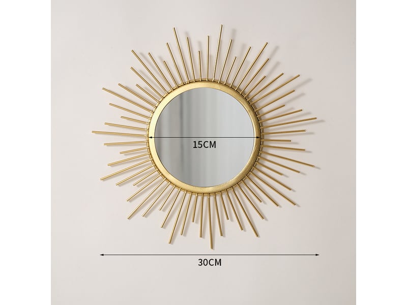  Miroir mural tournesol en fer forgé – miroir mural de style européen – idéal pour la décoration murale du salon et du bureau – 30 cm  - Conforama B