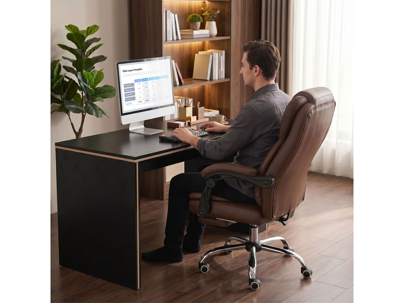  Fauteuil de bureau direction massant chauffant hauteur réglable dossier toile inclinable de microfibre marron  - Conforama E