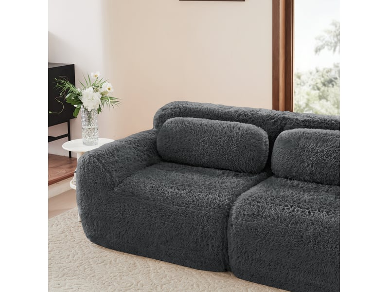  Canapé d'angle 2 places 204x179x73 cm modulaire gris  - Conforama D