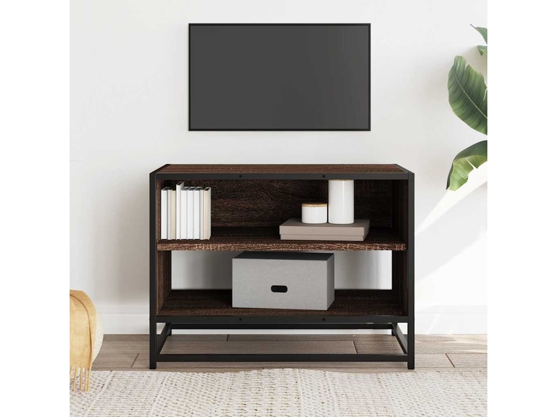  Meuble tv - banc tv - meuble de rangement chêne marron 61x40x46 cm bois d'ingénierie et métal  - Conforama C