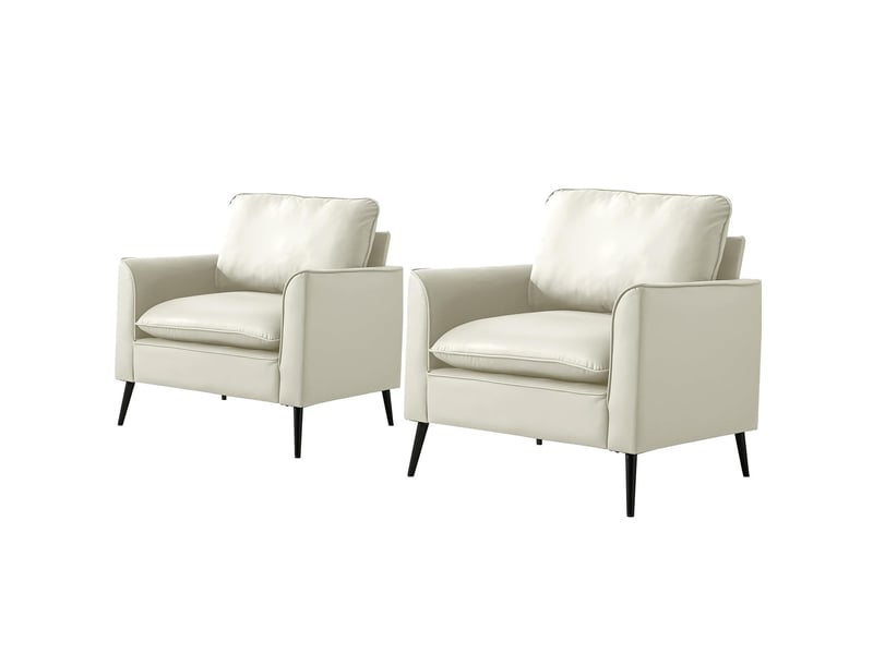  Fauteuil tcqpz 1 place en simili blanc 80 x 68 x 80 cm pour salon chambre balcon ou bureau  - Conforama A