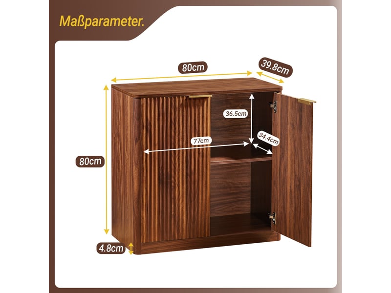  Buffet moderne 80x40x80 cm avec panneaux en relief étagères réglables plateau imperméable meuble tv salon marron chaleureux chic!  - Conforama E