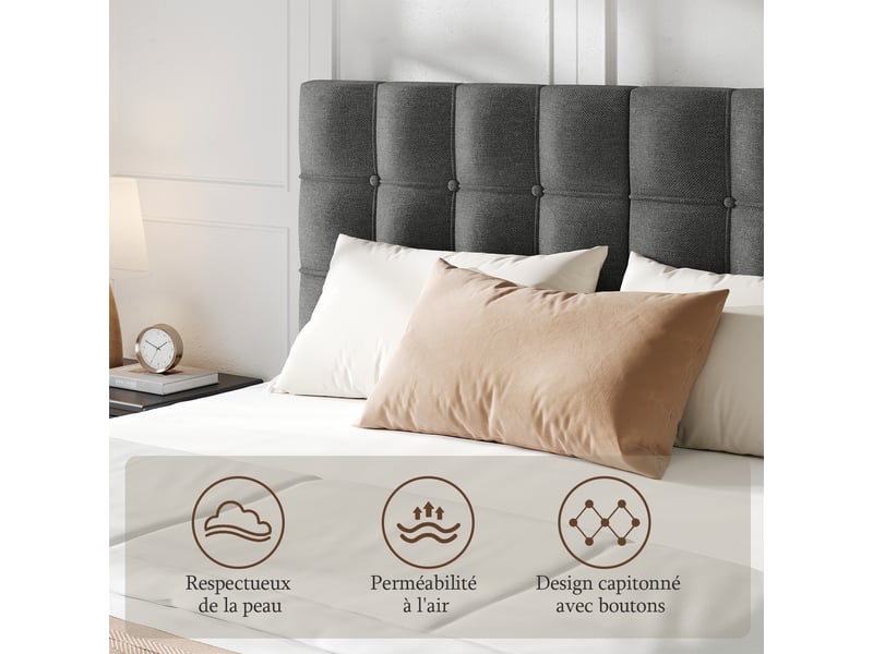 Lot de 2 Oreillers 60x60 cm - 100% Polyester - Maintien Parfait Ultra Moelleux - Soutien Cervicales - Oreillers à Rayures  - Conforama C