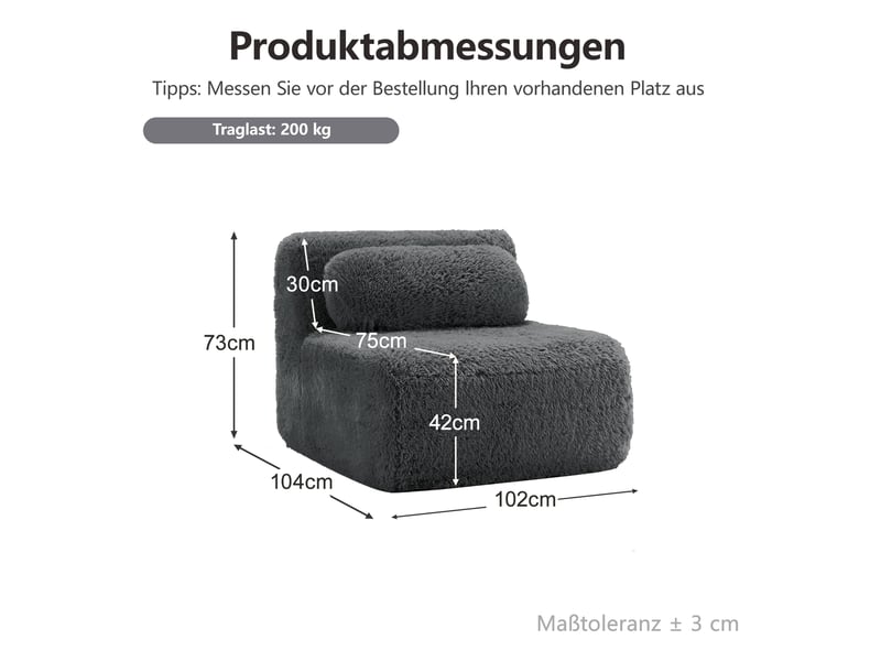  Canapé de salon, canapé tissu, en tissu, avec accoudoirs, gris  - Conforama E