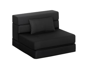 Fauteuil convertible 1 place fauteuil lit pliant, coussin inclus, pour invités, salon, petit espace, charge 120 kg, noir