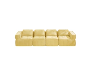Canapé 4 places - 344x93x67cm - grand canapé droit modulaire sans cadre en mousse haute densité 32d avec coussins - jaune