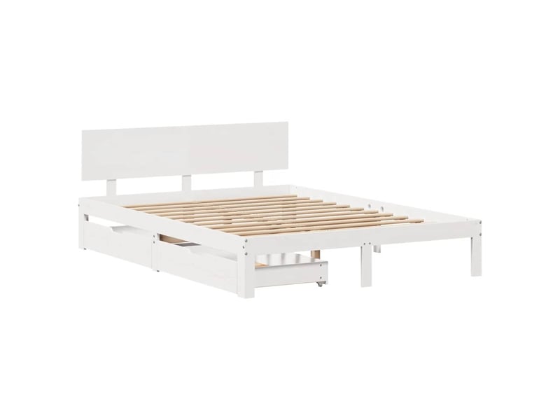  Lit double- lit adulte -  cadre de lit avec tiroirs sans matelas blanc 150x200 cm  - Conforama B