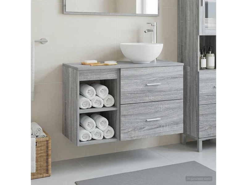  Ensemble de mobilier de salle de bain 2 pc sonoma gris cf64184  - Conforama B