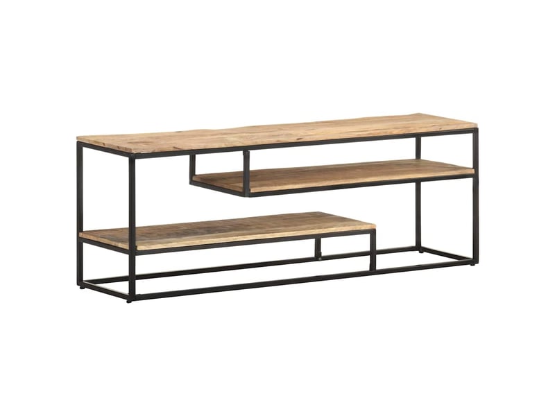  Meuble tv - banc tv - meuble de rangement 130x30x45 cm bois de manguier brut  - Conforama B