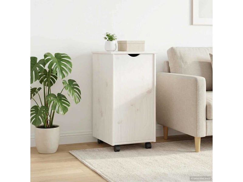  Caisson roulant de bureau blanc 34 x 39 x 65,5 cm bois de pin massif  - Conforama C