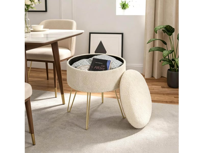  Aufbewahrungs hocker beistelltisch mit stauraum, runder pouf, couchtisch ø39 x 44 cm  - Conforama D
