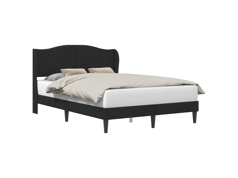 Lit double- lit adulte - cadre de lit avec tête de lit noir 120 x 190 cm velours - Conforama A