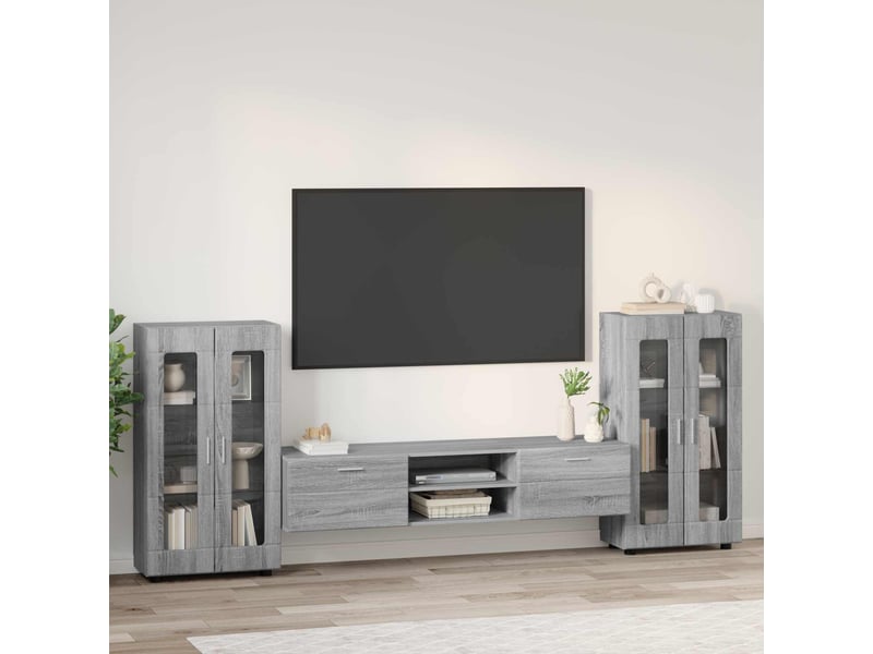  Ensemble meuble tv - banc tv - meuble de rangement florin 3 pcs gris sonoma bois d'ingénierie  - Conforama D