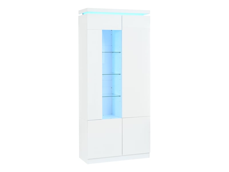  Vitrine 80x35x180 cm à 4 portes avec led coloris blanc brillant  - Conforama A