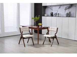 Lot de 2 chaises pliantes 61x48x77cm, chaise de salle à manger portable, pour bureau, cuisine, bois, couleur crème