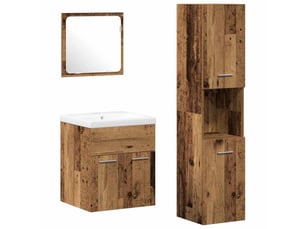 Ensemble de mobilier de salle de bain 4 pièces bois ancien cf64538