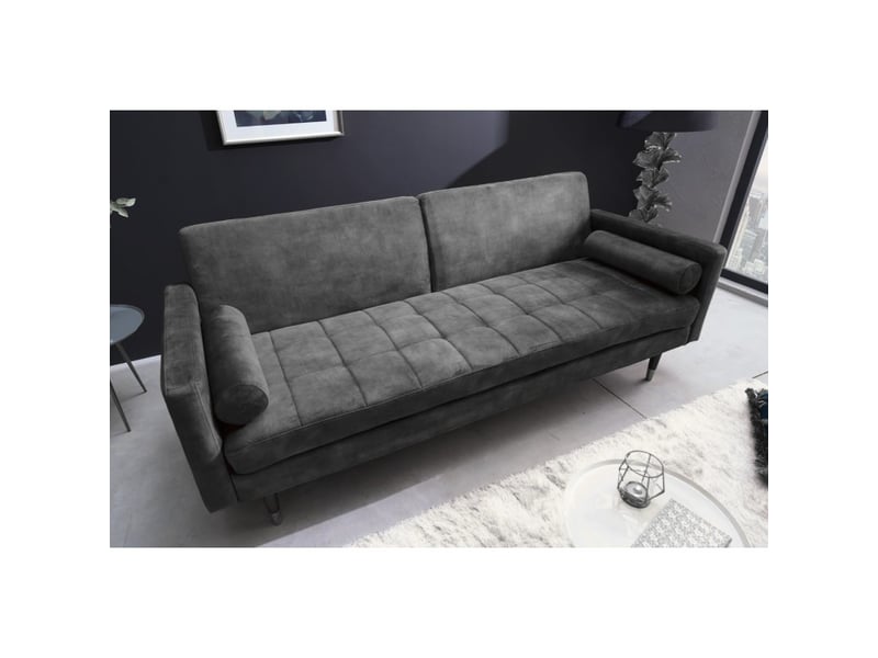  Canapé droit atelia gris convertible – canapé-lit design en velours avec structure en bois massif  - Conforama B