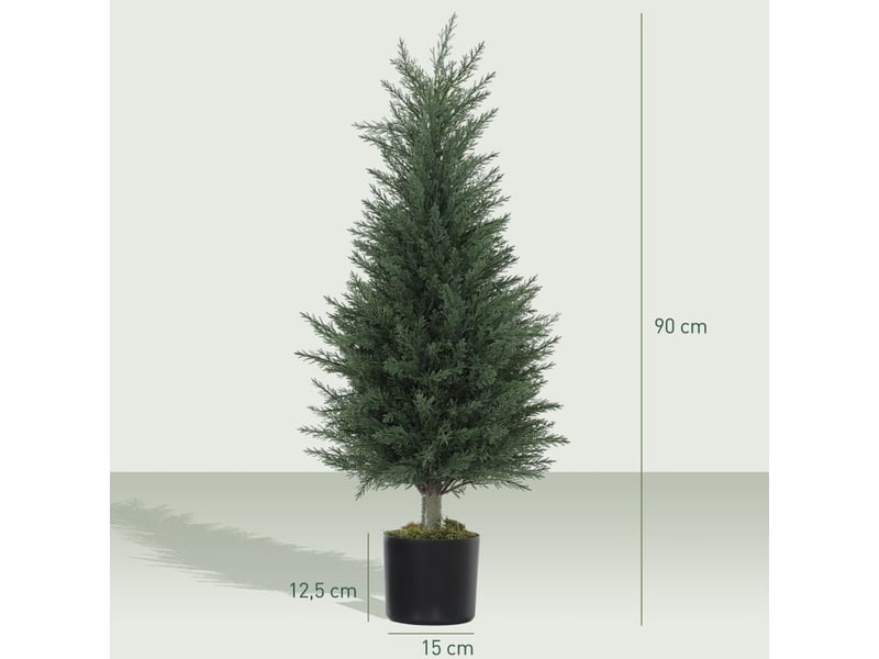  Plantes artificielles cyprès uv lot de 2 90 cm cravdom  - Conforama E